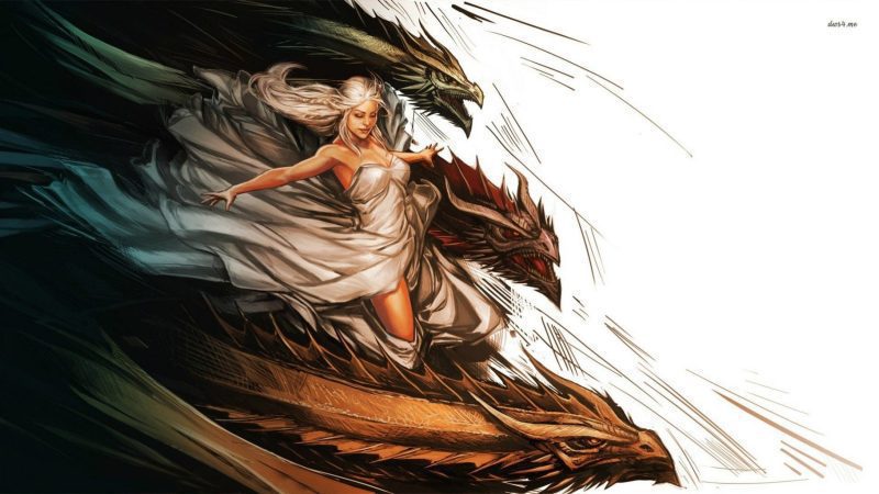 daenerys targaryen protected by dragons x tv show wallpaper