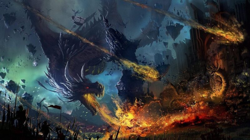 dragon fall fire flame war battle x