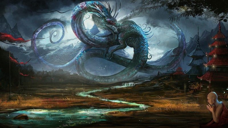 fantasy kendree mclean space battle wallpaper monster stalker shenlong dragon artwork chameleon